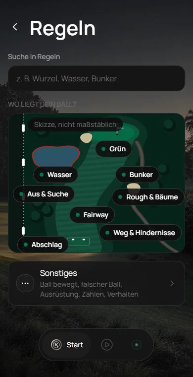KAVEO GOLF App: Regelhilfe mit Platzkarte